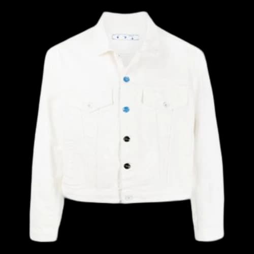 Off-White FW21 Solid Color Button Straight Denim Jacket Version White