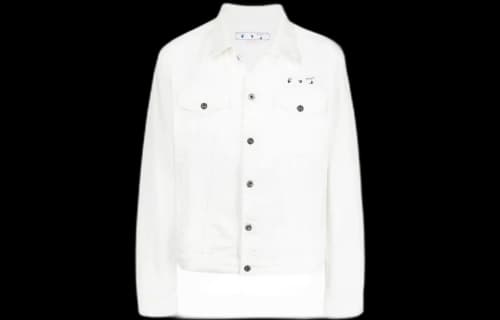 Off-White SS22 Solid Color Printing Long Sleeves Denim Version White Jacket