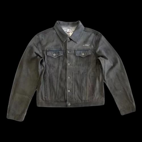 Off-White Alphabet Patterned Turn Down Collar Denim Jacket 'Grey'