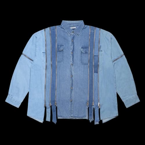 Needles 7 Cuts Zipped Wide Denim Shirt 'Blue'