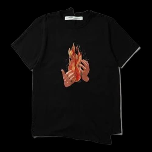 Off-White c/o VIRGIL ABLOH Flame Printing Irregular Short Sleeve T-Shirt