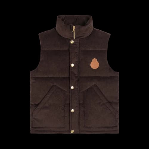 Sporty & Rich Crown Puffer Corduroy Vest 'Chocolate/Tan'