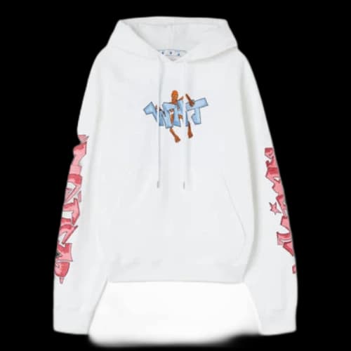 Off-White FW22 Graffiti Loose Hooded Long Sleeves White