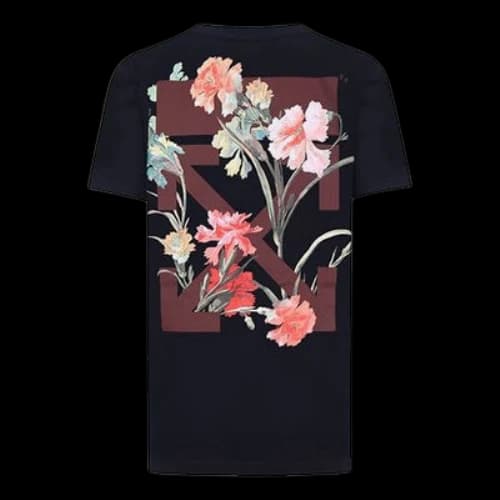 Off-White Flower Print Casual Round Neck Short Sleeve Normal Fit (Women's)