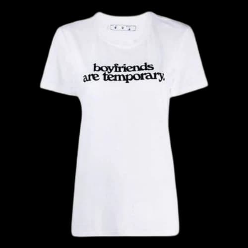 Off-White Slogan Alphabet Printing Short Sleeve Slim Fit Version White (Women's)