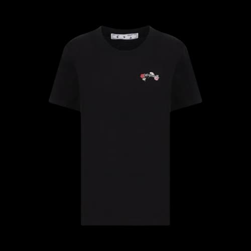 Off-White Embroidered Arrow Flowers Casual Tee 'Black/Multicolor'