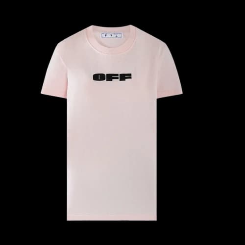 Off-White Logo Cotton Short Sleeve Slim Fit Version Pink (Women's)