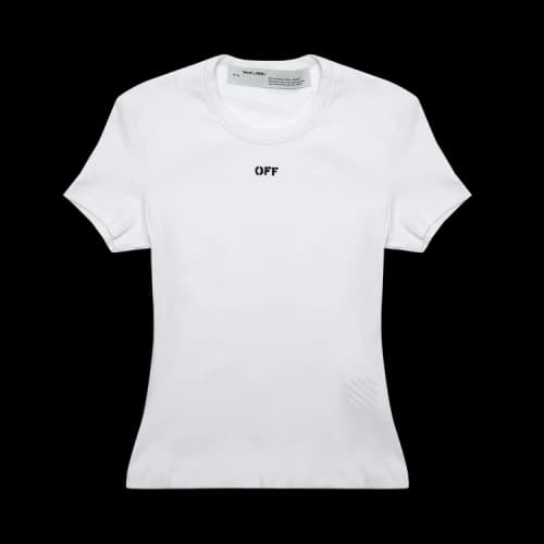 Off-White Cotton Letter Logo Short Sleeves (Women's)