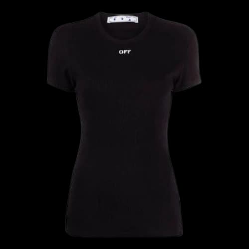 Off-White SS21 logo Round Neck Short Sleeve Slim Fit Black T-Shirt (Women's)