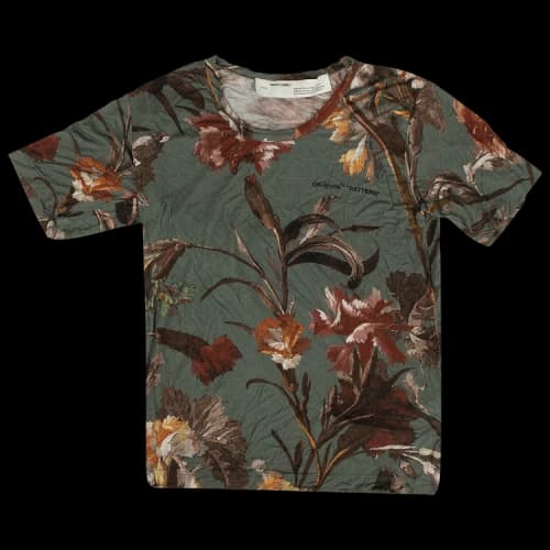 Off-White Floral Short-Sleeve Shirt 'Green'