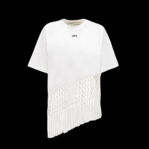 OFF-WHITE Asymmetric Arrows Fringe T-shirt White/Black