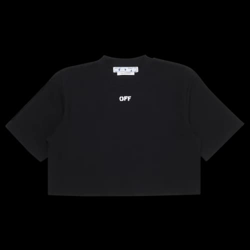 Off-White Off Stamp Ribbed Cropped Tee 'Black/White'