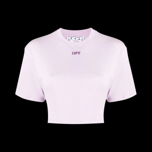 Off-White Off Stamp Ribbed Cropped Tee 'Lilac/Fuchsia'