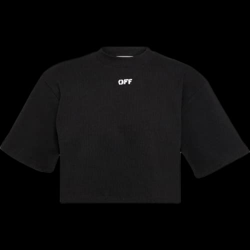 OFF-WHITE Logo-Print Cropped Cotton T-shirt Black