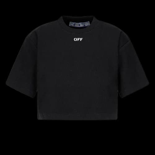 Off-White Cropped Logo Casual Tee 'Black/White'