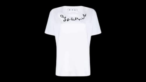 OFF-WHITE Women's Left Hand Logo Regular Fit T-Shirt White
