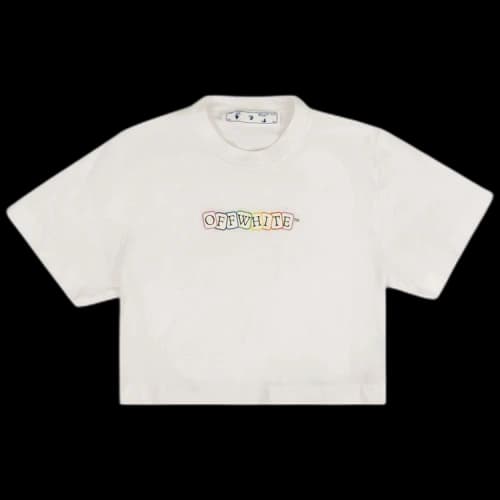 Off-White Cropped Cards Logo T-Shirt 'White'
