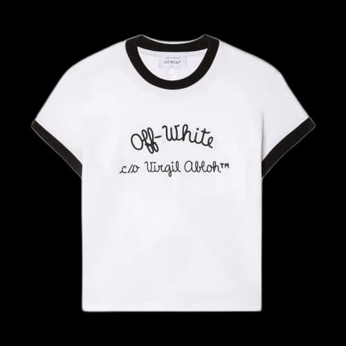 Off-White Embroidered Script Type Fitted T-Shirt 'White/Black'