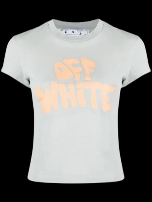 OFF-WHITE Logo Print Cotton T-Shirt Grey