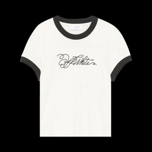Off-White Logo Embroidered T-Shirt 'White Asparagus'