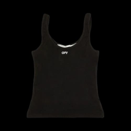 Off-White Ribbed Logo Tank Top 'Black'