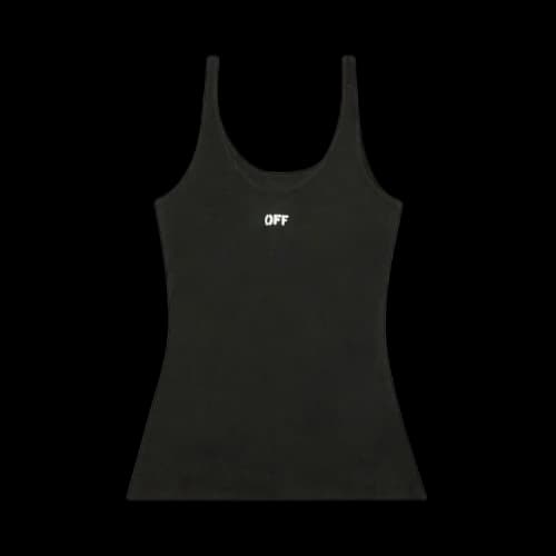 Off-White Ribbed Logo Tank Top 'Black'
