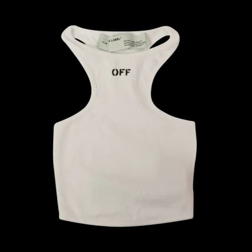 Off-White Ribbed Racer Logo Tank Top 'White'