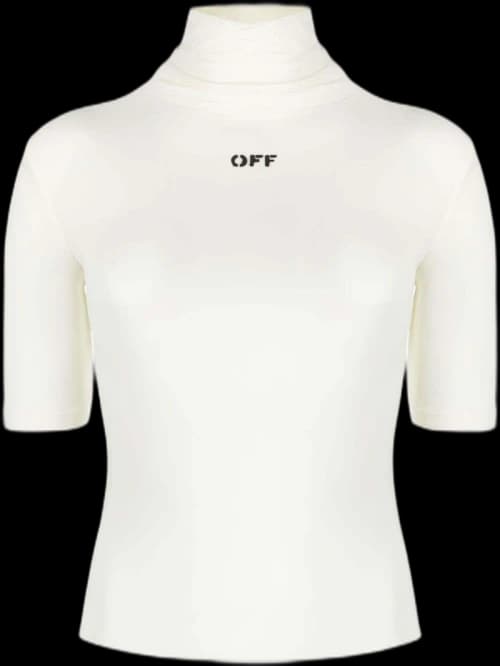 OFF-WHITE Logo-Print Mock-Neck Top White