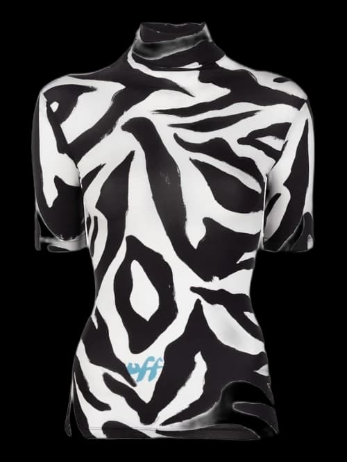 OFF-WHITE Painted Style Zebra Pattern Top Black/White