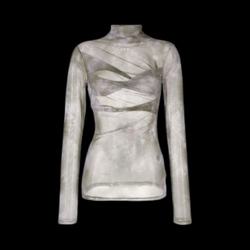 Off-White Tie Dye Tulle Twist Long-Sleeve Top 'Military'