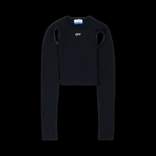 OFF-WHITE Sleek Long Sleeve Crop Top Black White