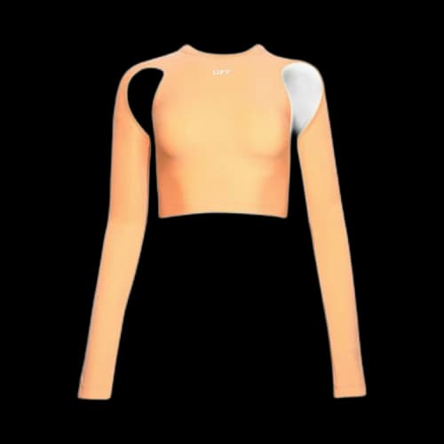 Off-White Sleek Long-Sleeve Crop Top 'Peach Orange'
