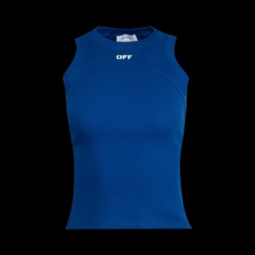 Off-White Logo Embroidered Rib Sleeveless Tank Top 'Blue/White'