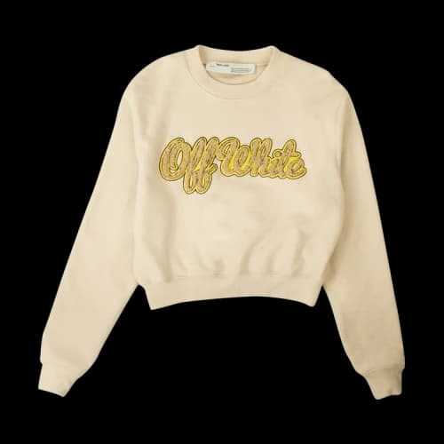 Off-White Fur Logo Cropped Sweatshirt 'Cream'
