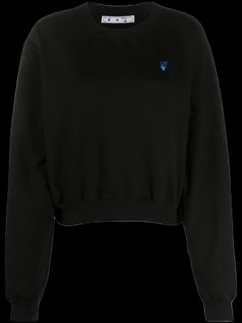OFF-WHITE Cropped Embroidered Logo Sweatshirt Black/Blue