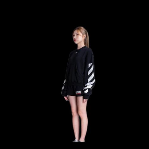 Off-White Casual Colorblock Logo Round Neck Pullover Hoodie Black (Women's)
