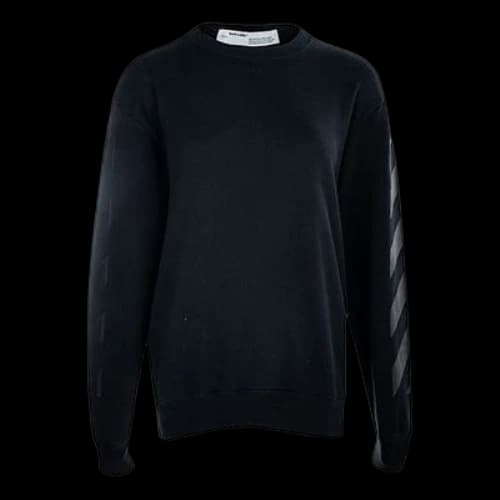 Off-White Casual Fleece Lined Logo Arrow Cotton Pullover Round Neck Black Hoodie (Women's)