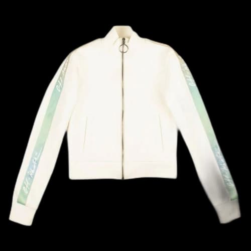 Off-White Zip Up Logo Stripe Jacket 'White'