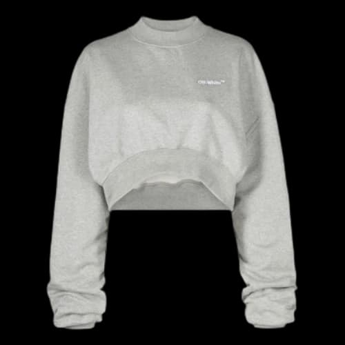 Off-White Oversized-sleeve Cropped Sweatshirt 'Grey' (Women's)