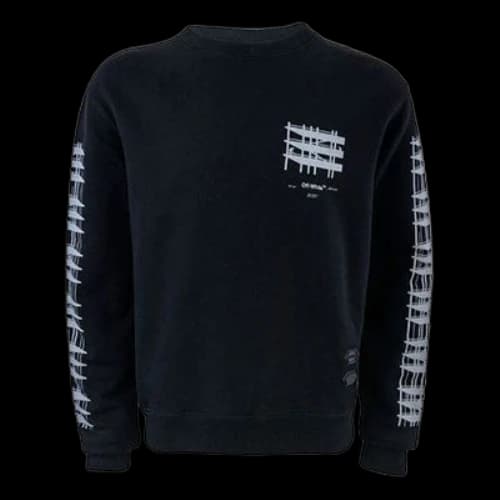 Off-White Loose Casual Round Neck Pullover Printing Black
