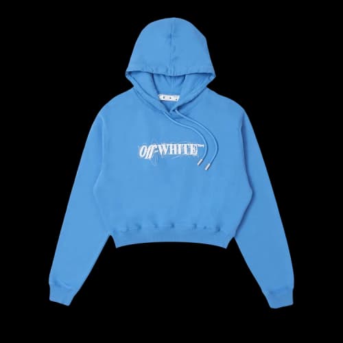 Off-White Pen Logo Crop Hoodie 'Bluewhite'