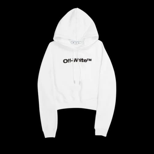 Off-White Bounce Helvetica Crop Hoodie 'White/Black'