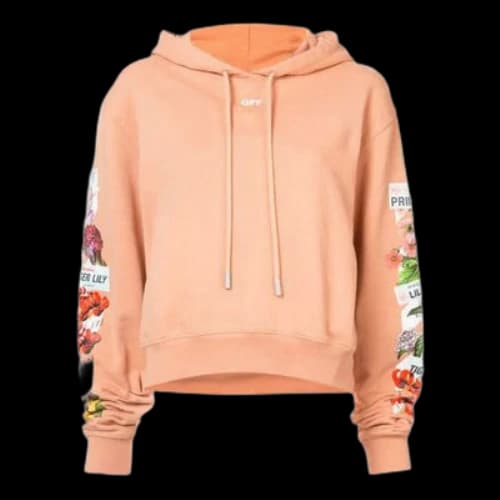 Off-White Flowers Printing Hoodie Loose Fit Pink Red (Women's)