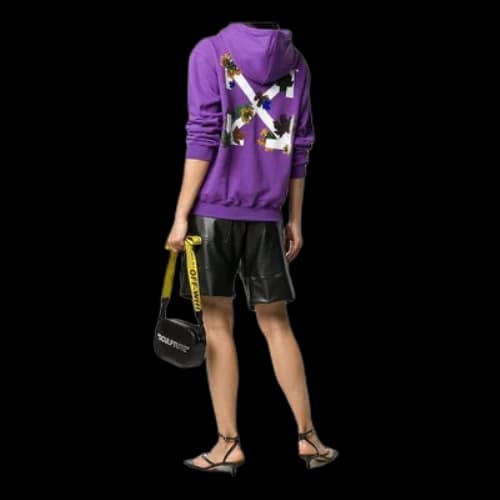 Off-White Leaves Arrow Drawstring Hood Purple Hoodie (Women's)