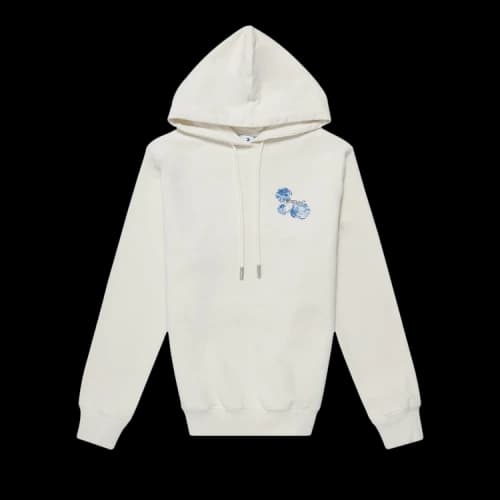OFF-WHITE Womens Floral Arrows Hooded Sweatshirt White Blue