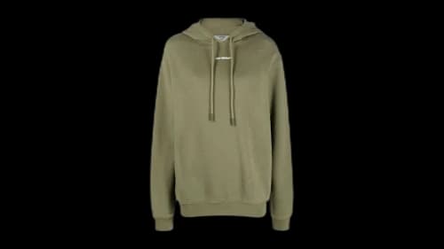 OFF-WHITE Women's Flock Chine Flower Arrow Military Hoodie Green