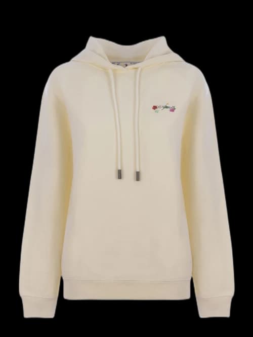 OFF-WHITE Embroidered Floral Arrow Hoodie Cream