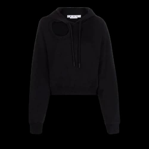 Off-White Meteor Flag Cropped Hoodie 'Black'