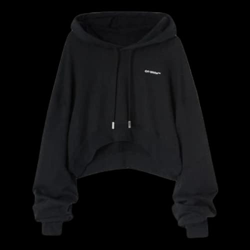 Off-White Embroidered-Logo Cropped Hoodie 'Black' (Women's)