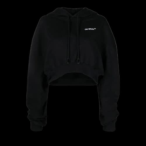OFF-WHITE Women's For All Helv Crop Over Hoodie Black/White